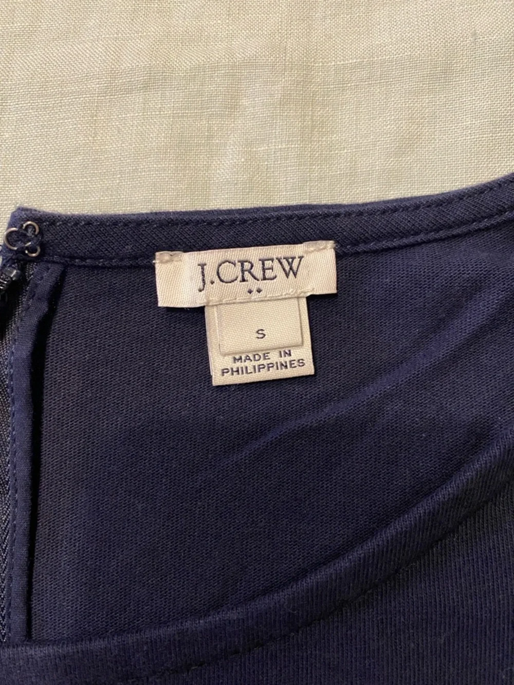 J. Crew navy blue & white gingham check bell sleeve dress